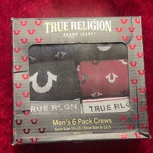 True Religion Men’s Black and Red Crew Socks 6 Pack